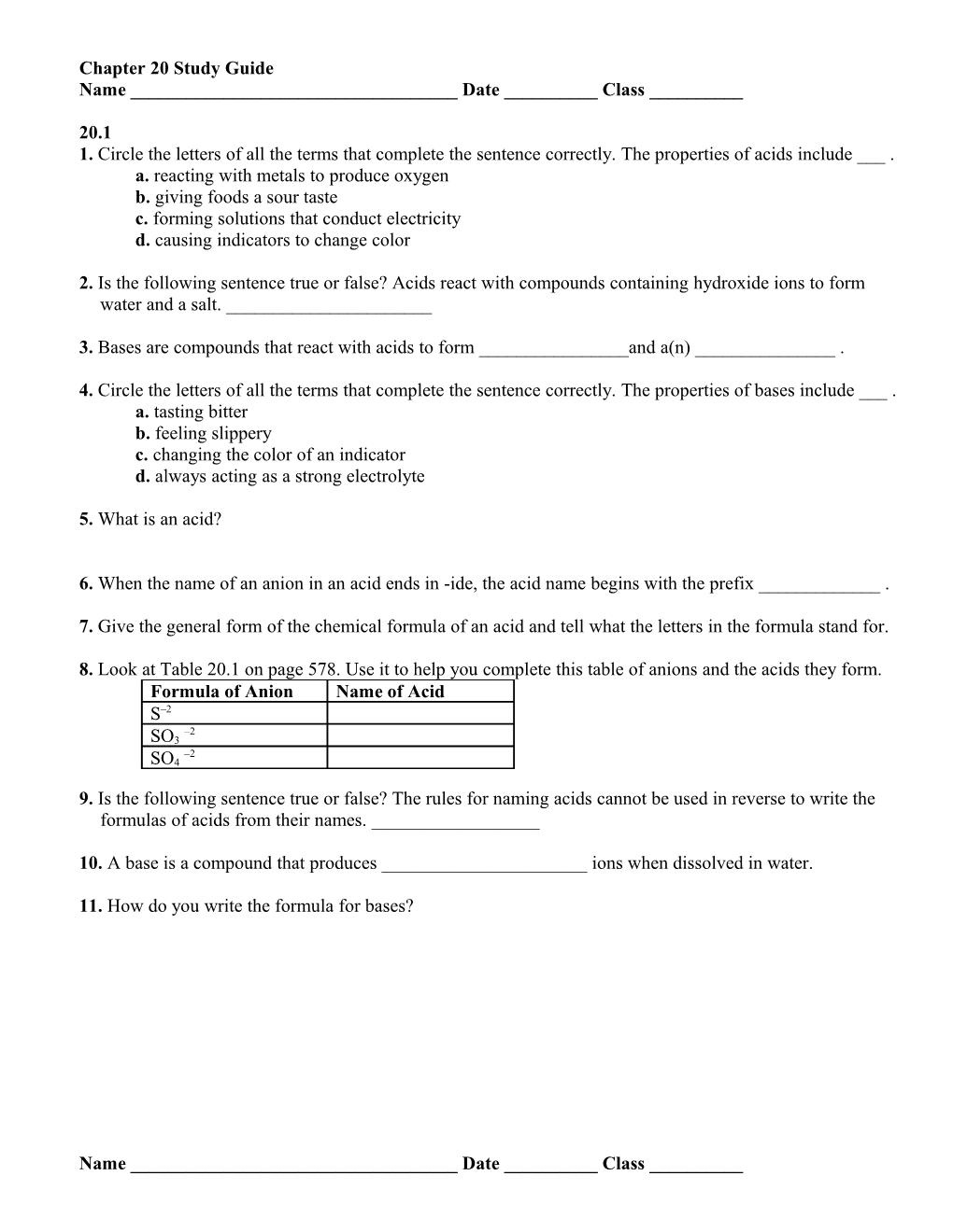 Chapter 20 Study Guide