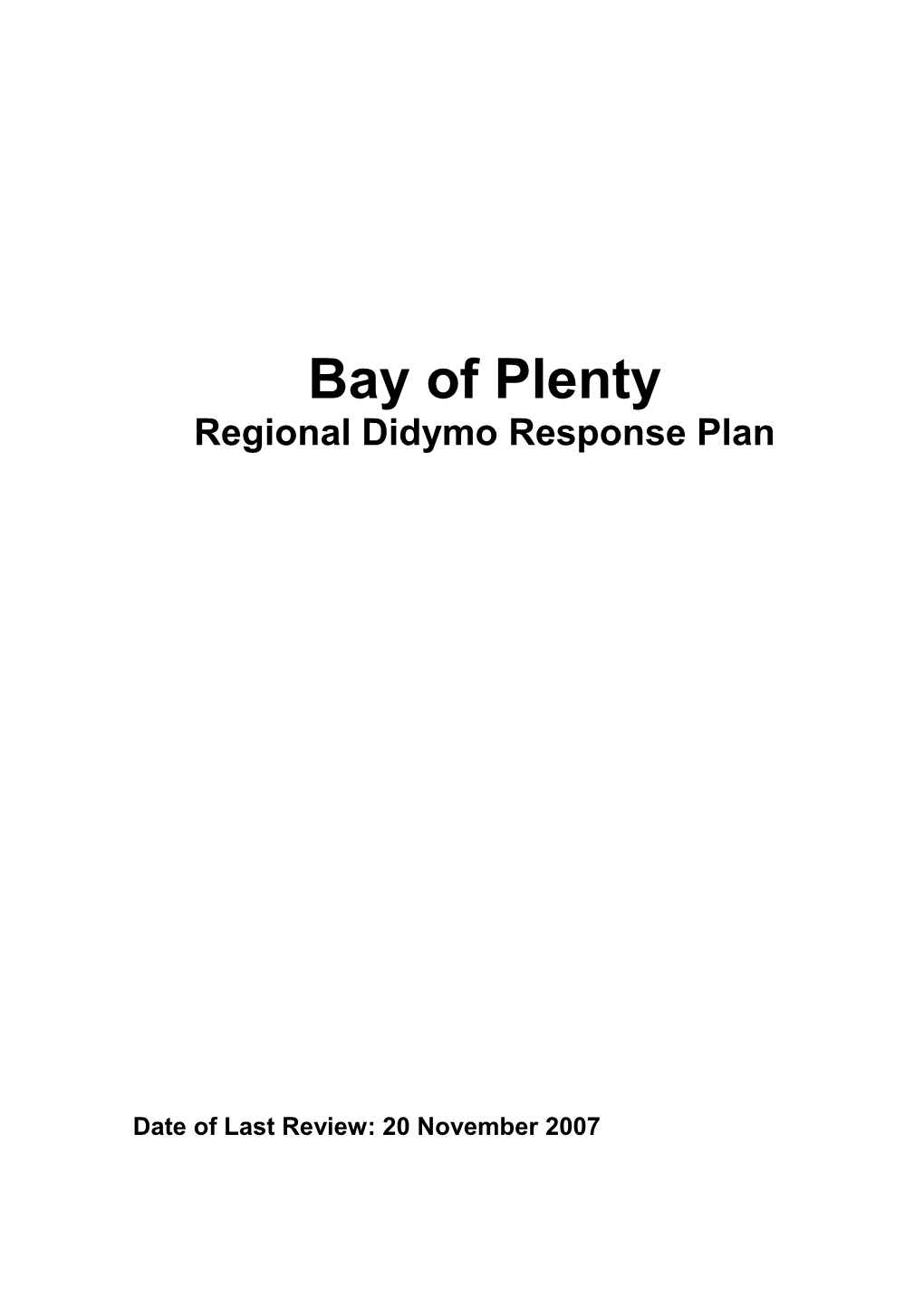 Regional Didymo Response Plan