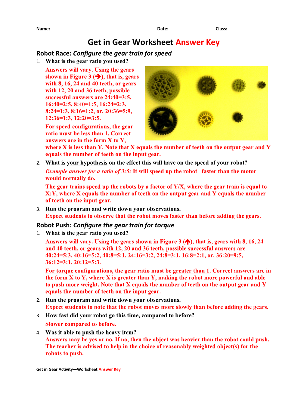 Robot Race: Configure the Gear Train for Speed