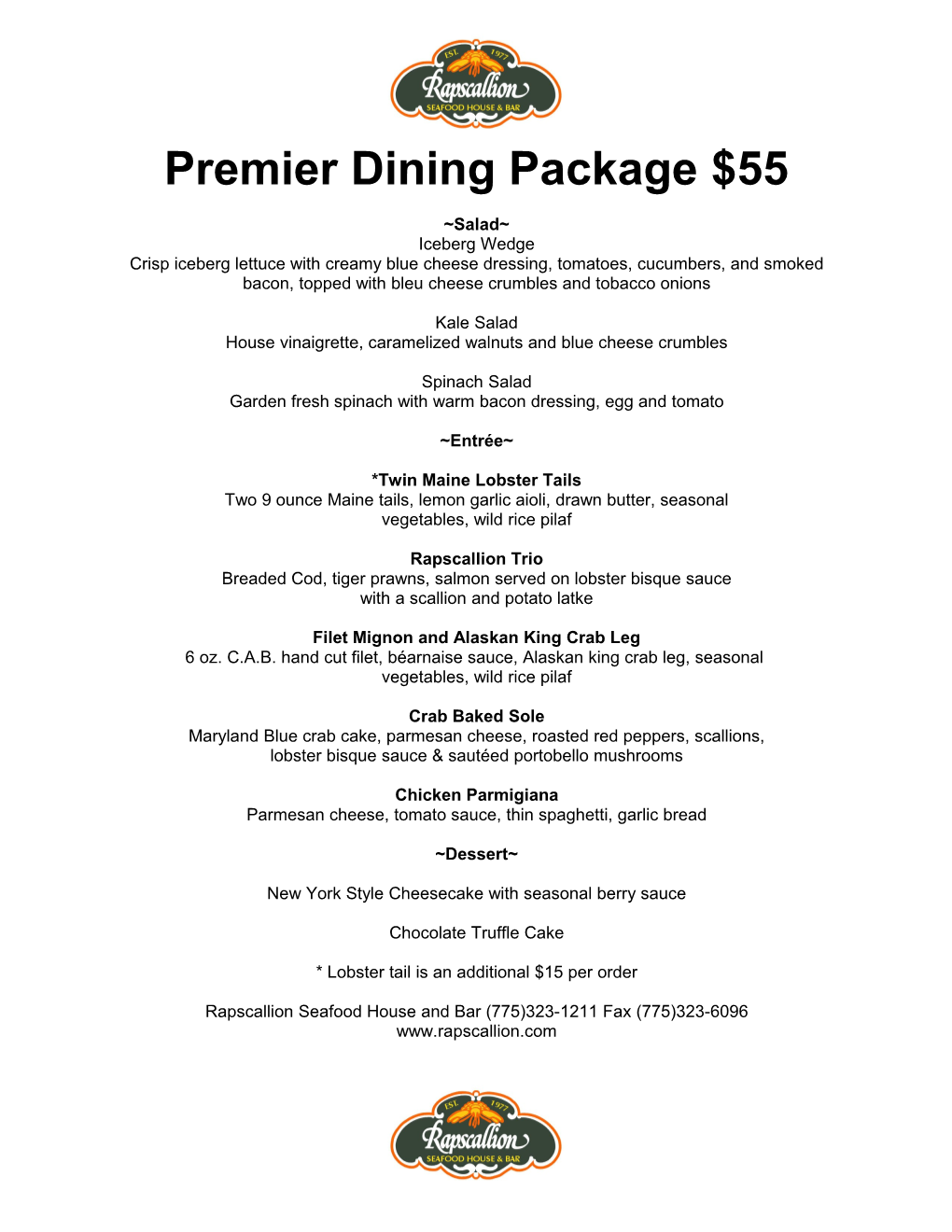 Dinner Banquet Package A-$38