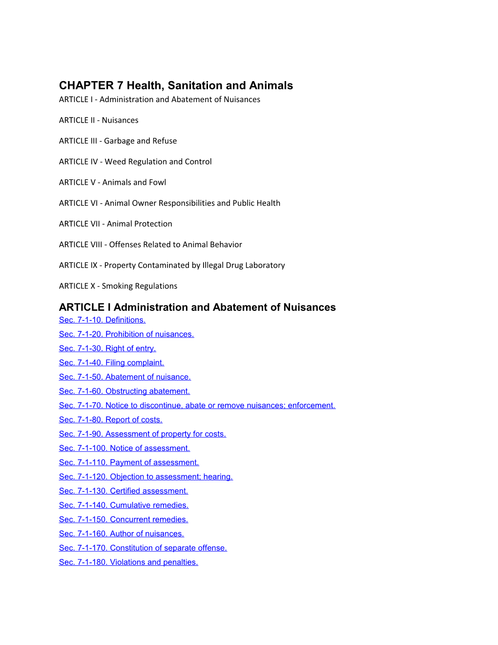 CHAPTER 7Health, Sanitation and Animals