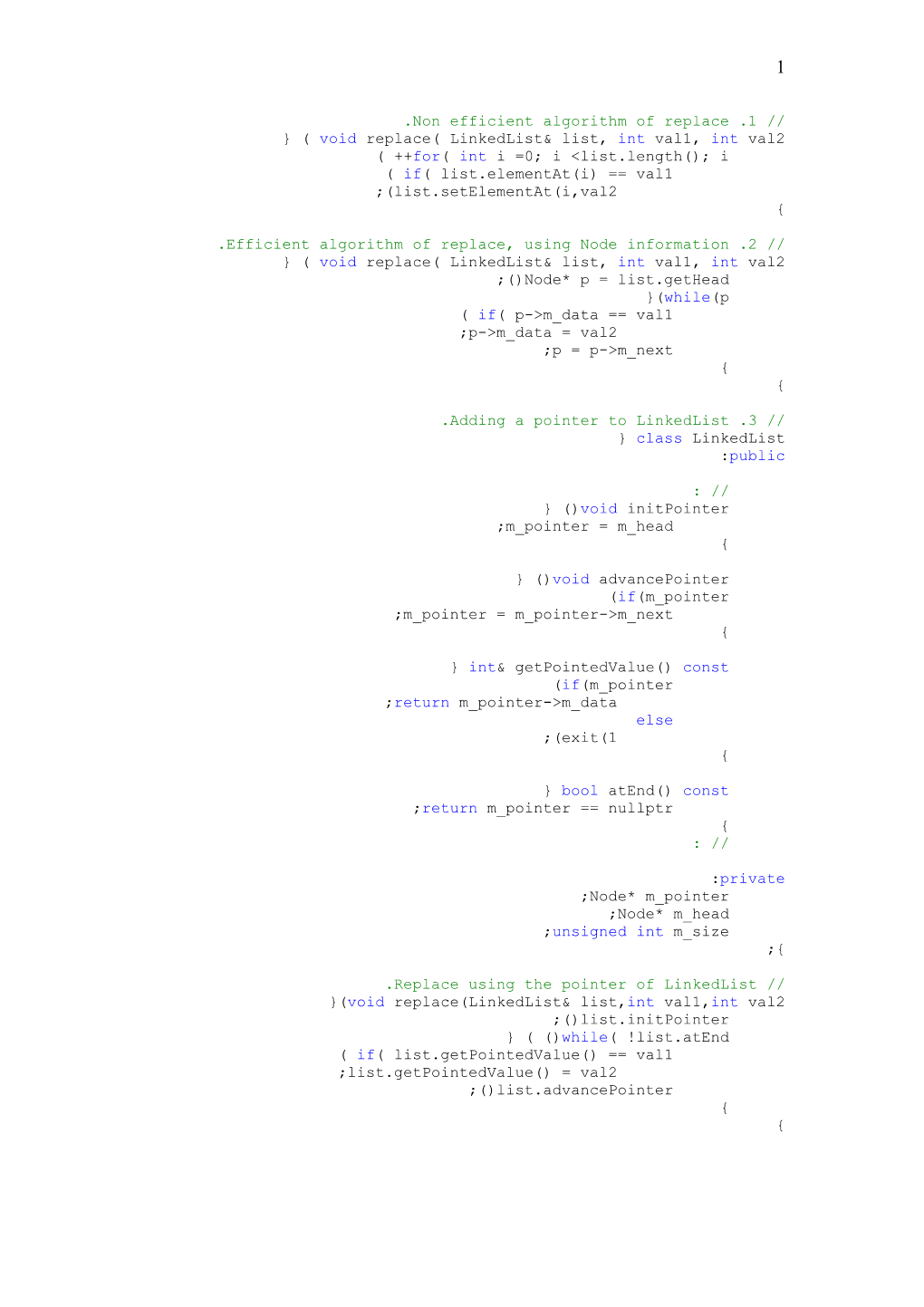 Non Efficient Algorithm of Replace