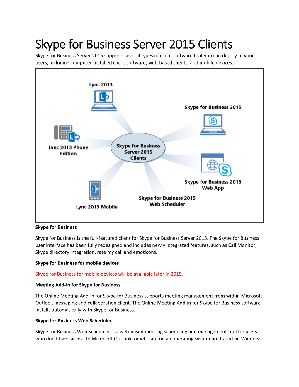 Skype for Business Server 2015 Clients