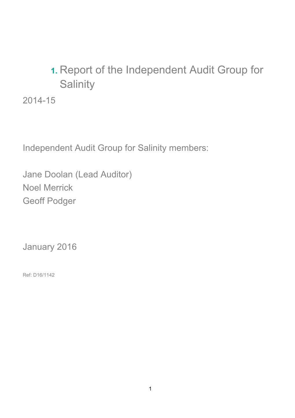 Independent Audit Group - Salinity Report 2014-15