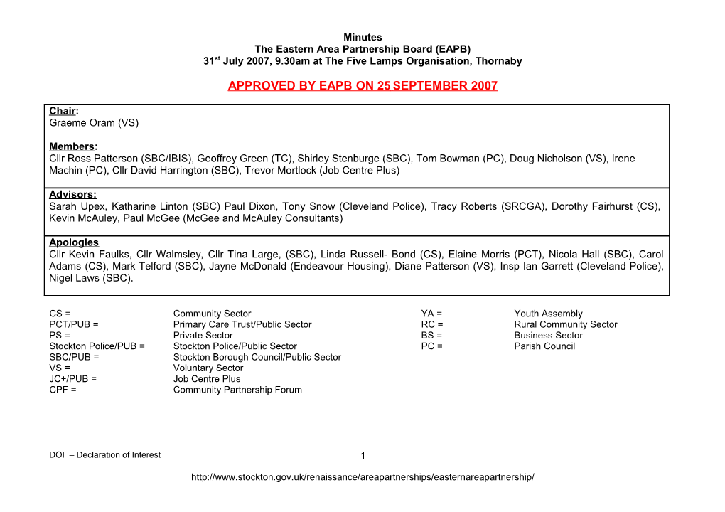 The Eastern Area Partnership Board (EAPB)