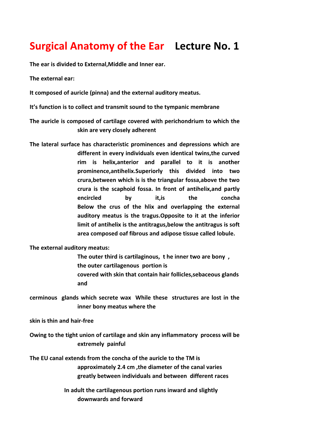 Surgical Anatomy of the Ear Lecture No. 1