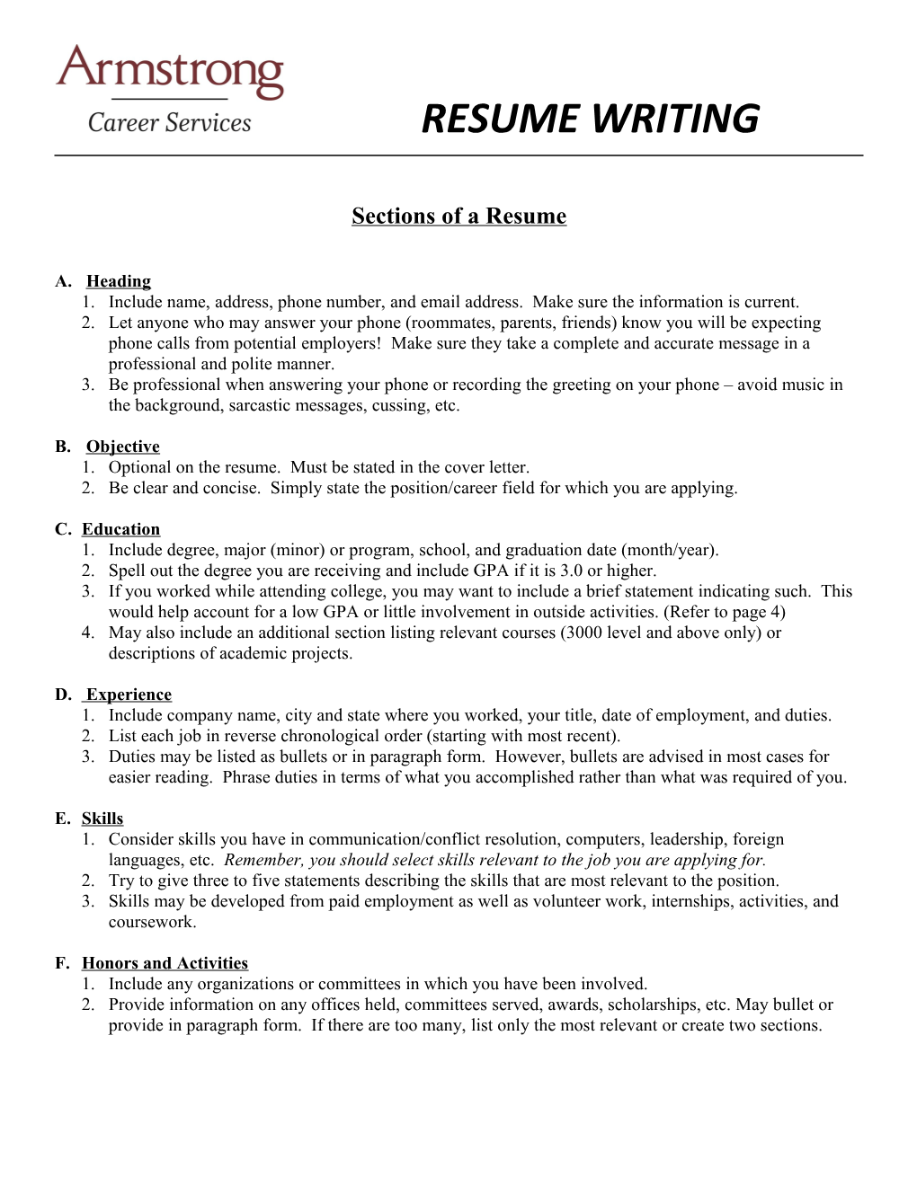 Preparing Your Resume