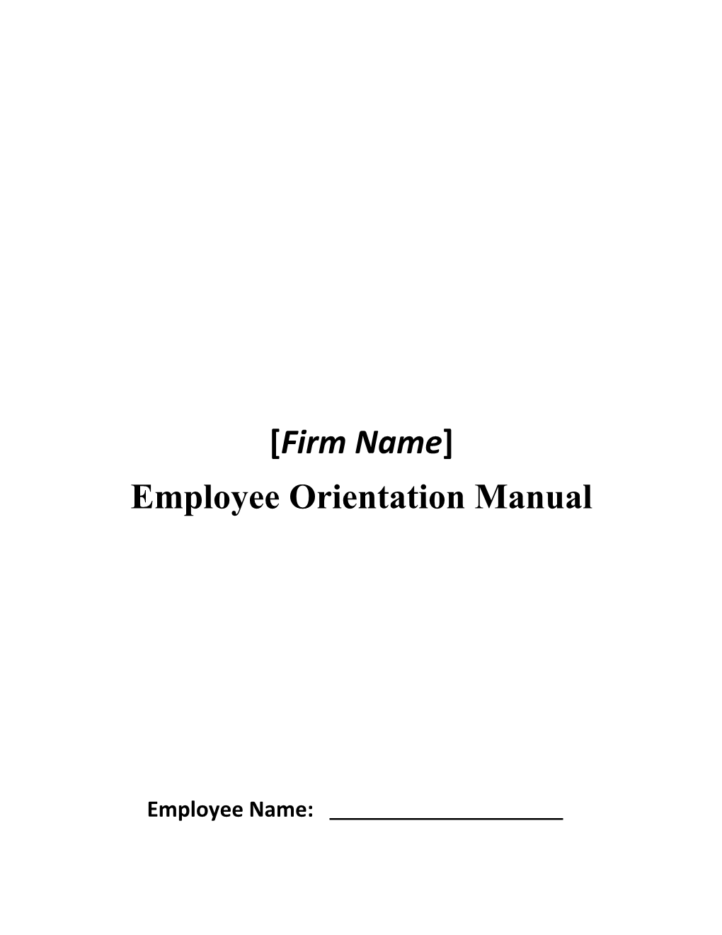 Employee Orientation Manual