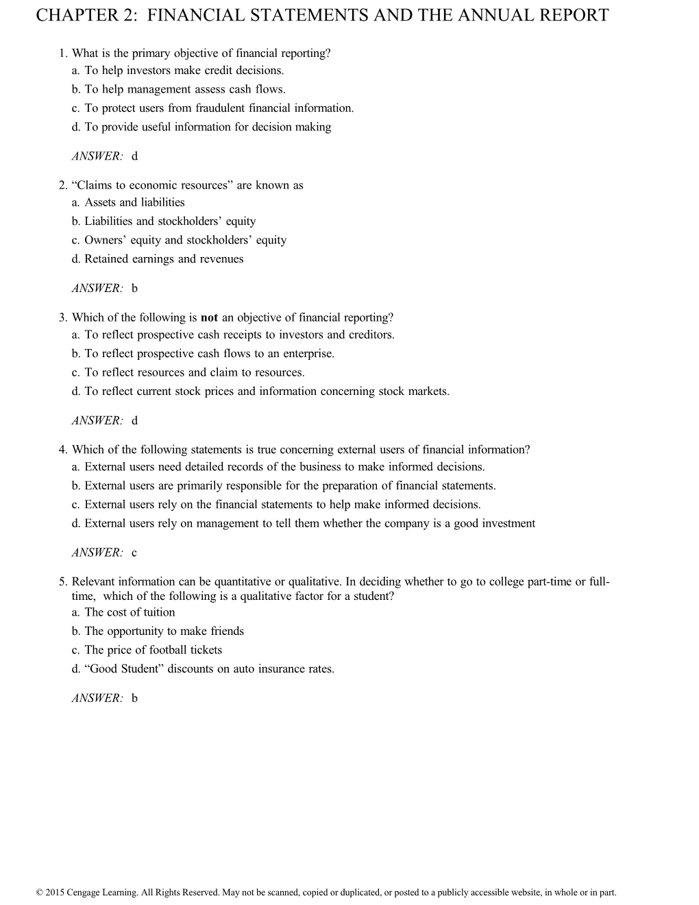 Chapter 2: Financial Statements and the Annual Report