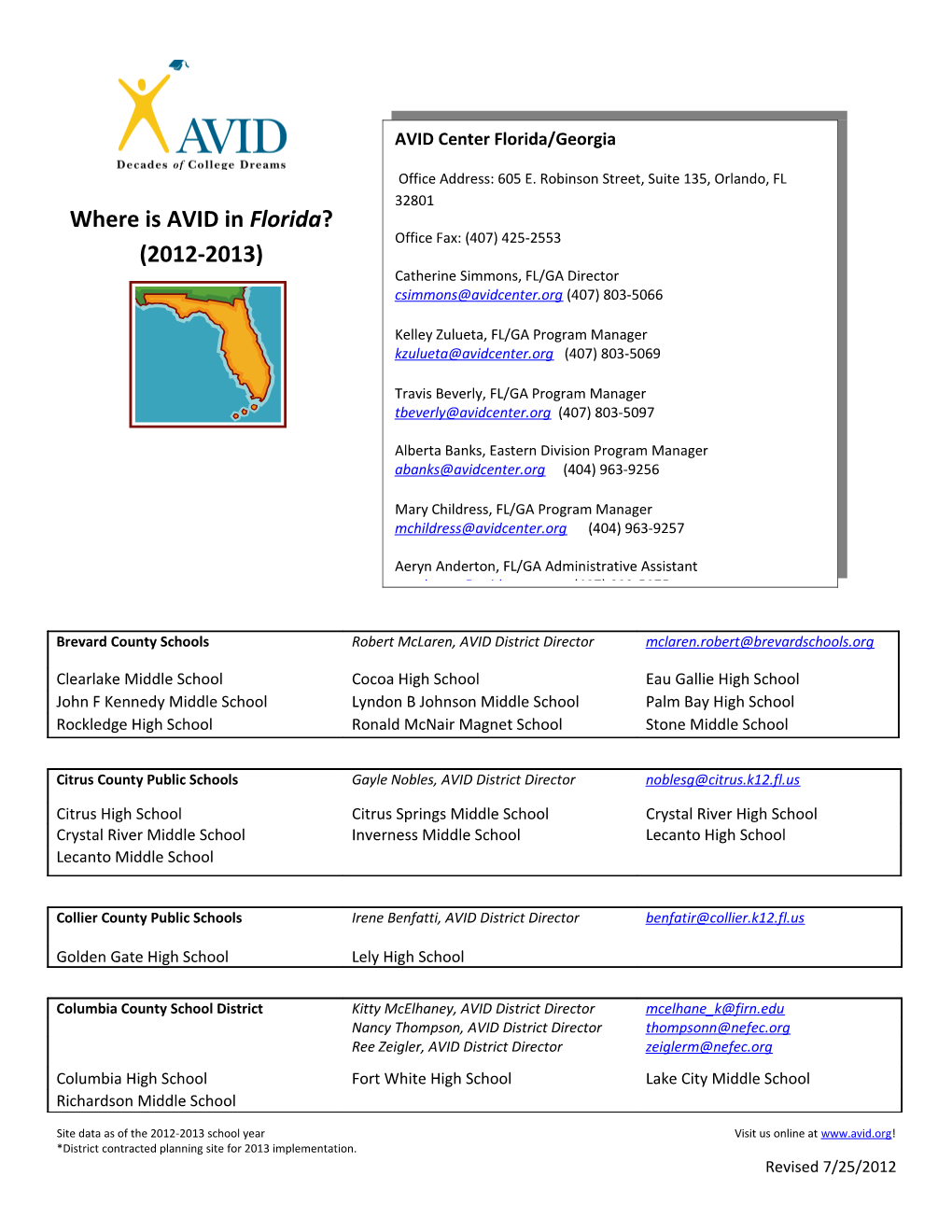 Site Data As of the 2012-2013 School Year Visit Us Online At