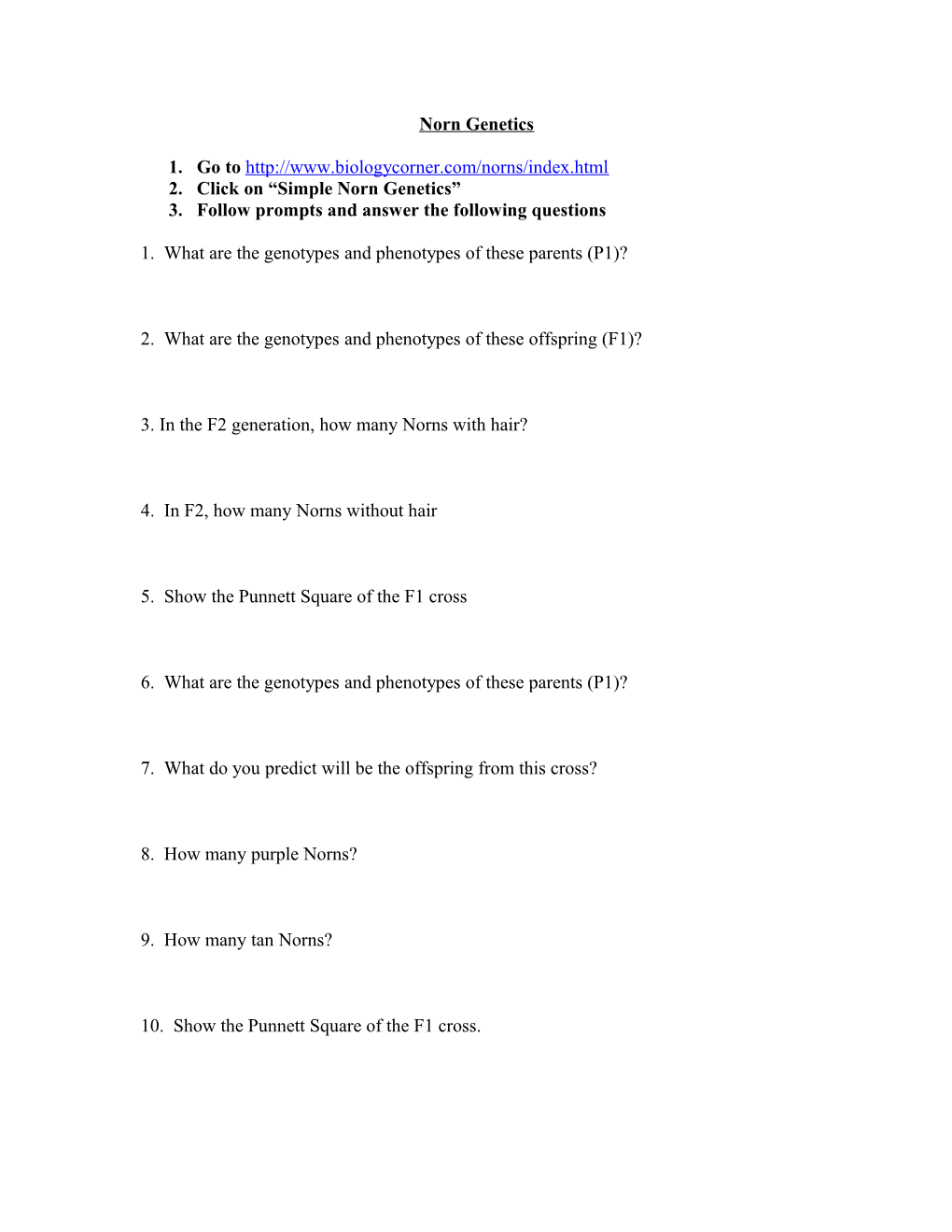 1. What Are the Genotypes and Phenotypes of These Parents (P1)?