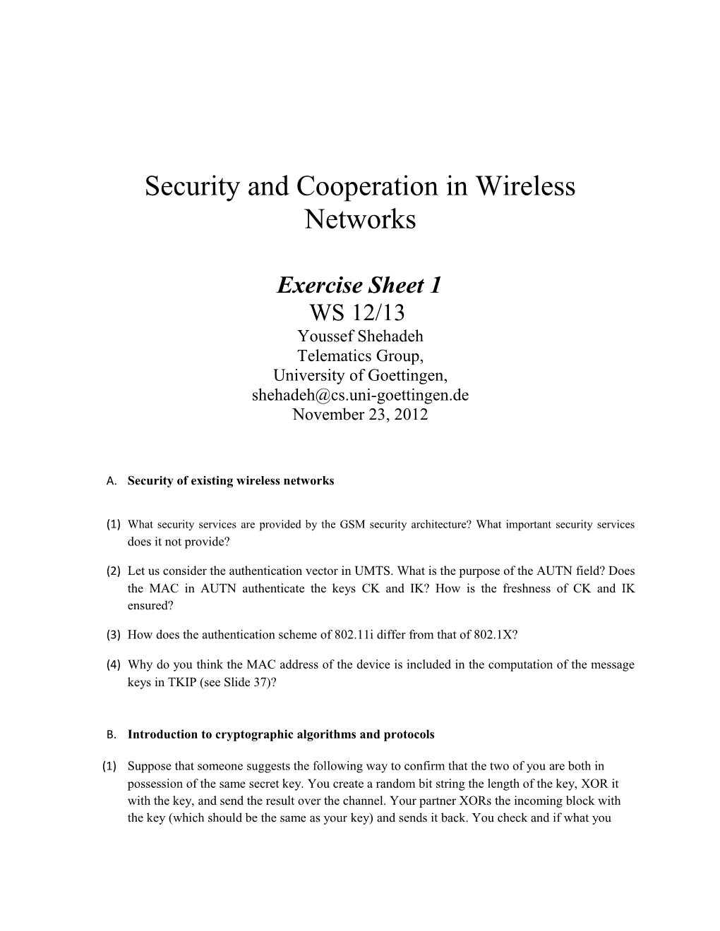 Security and Cooperation in Wireless Networks