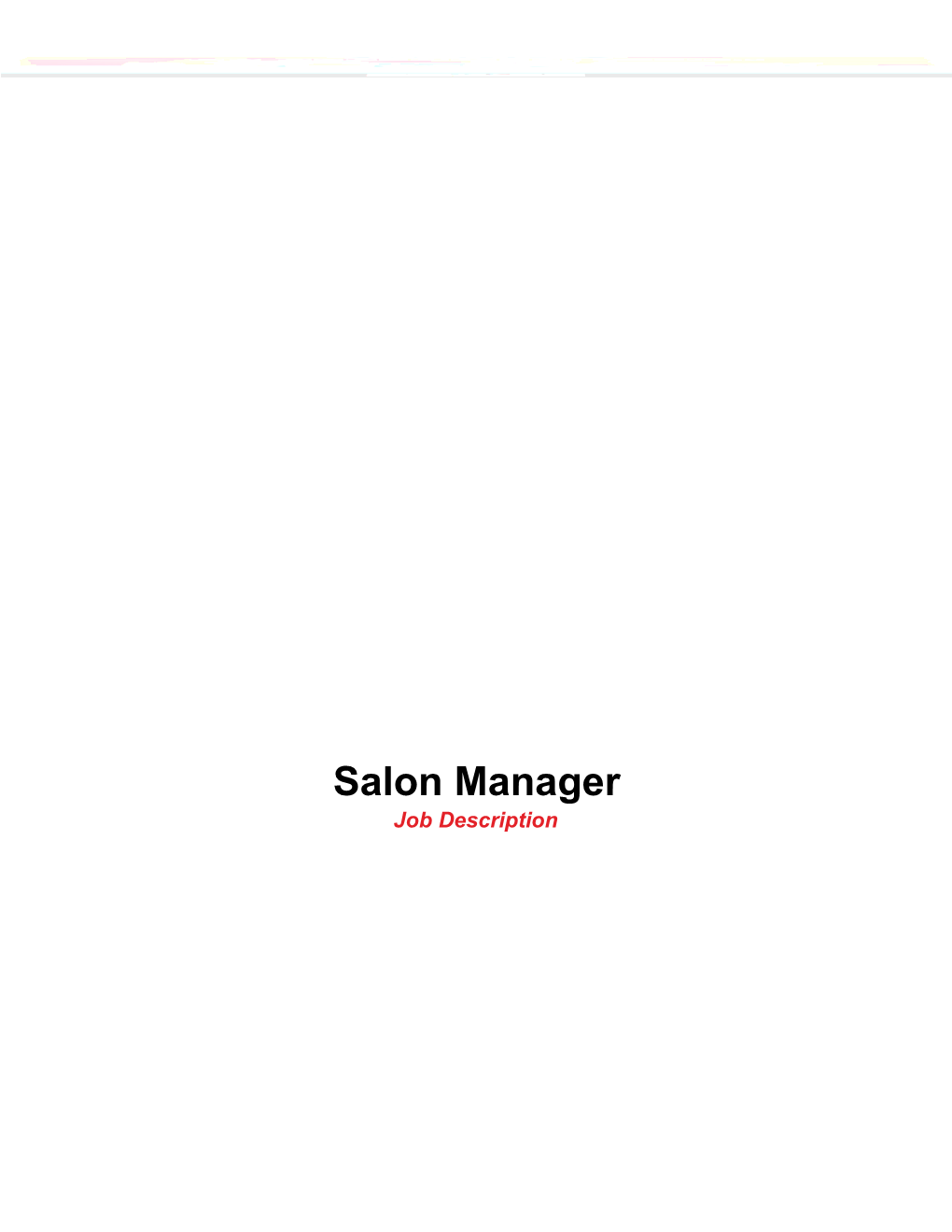 Job Description: Salon Manager