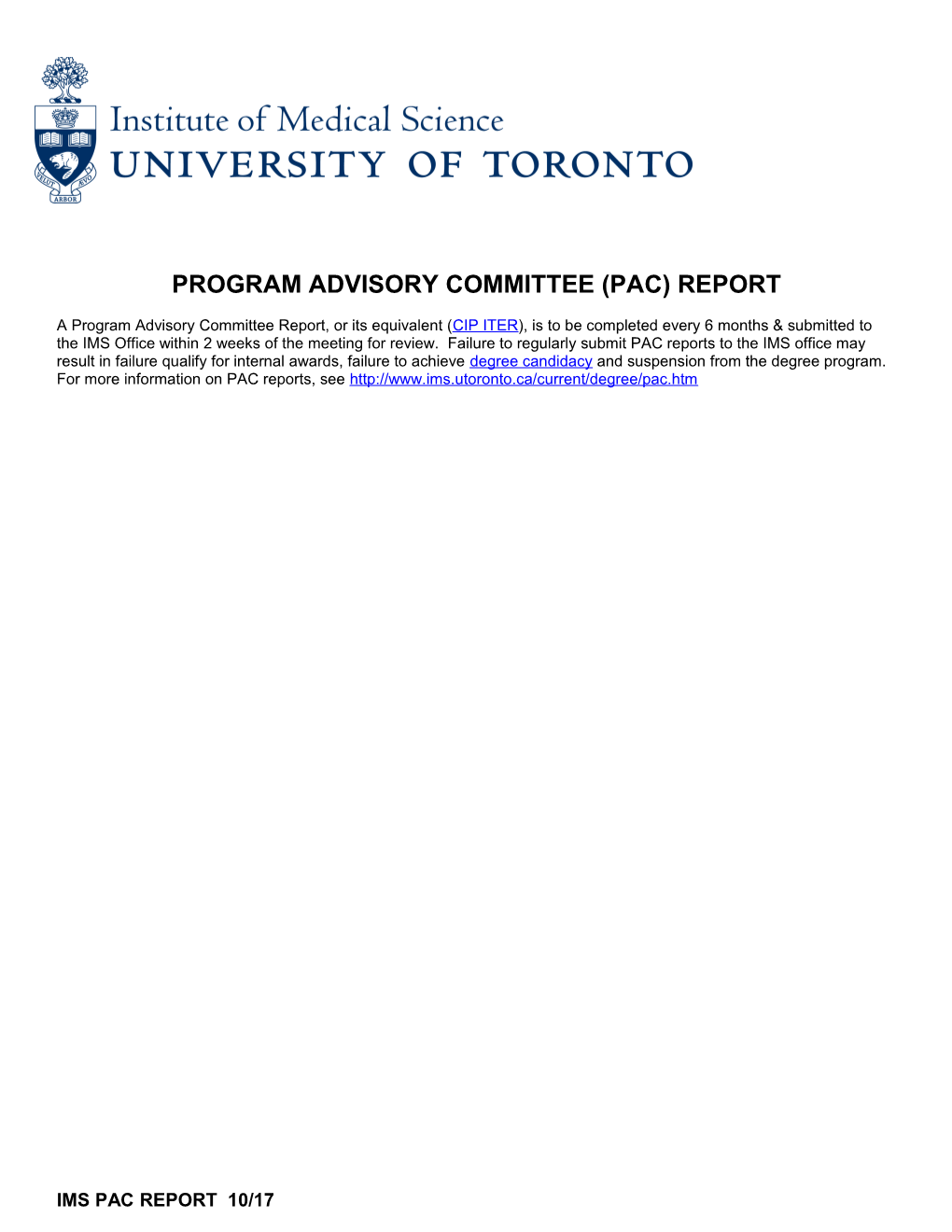 Program Advisory Committee (Pac) Report