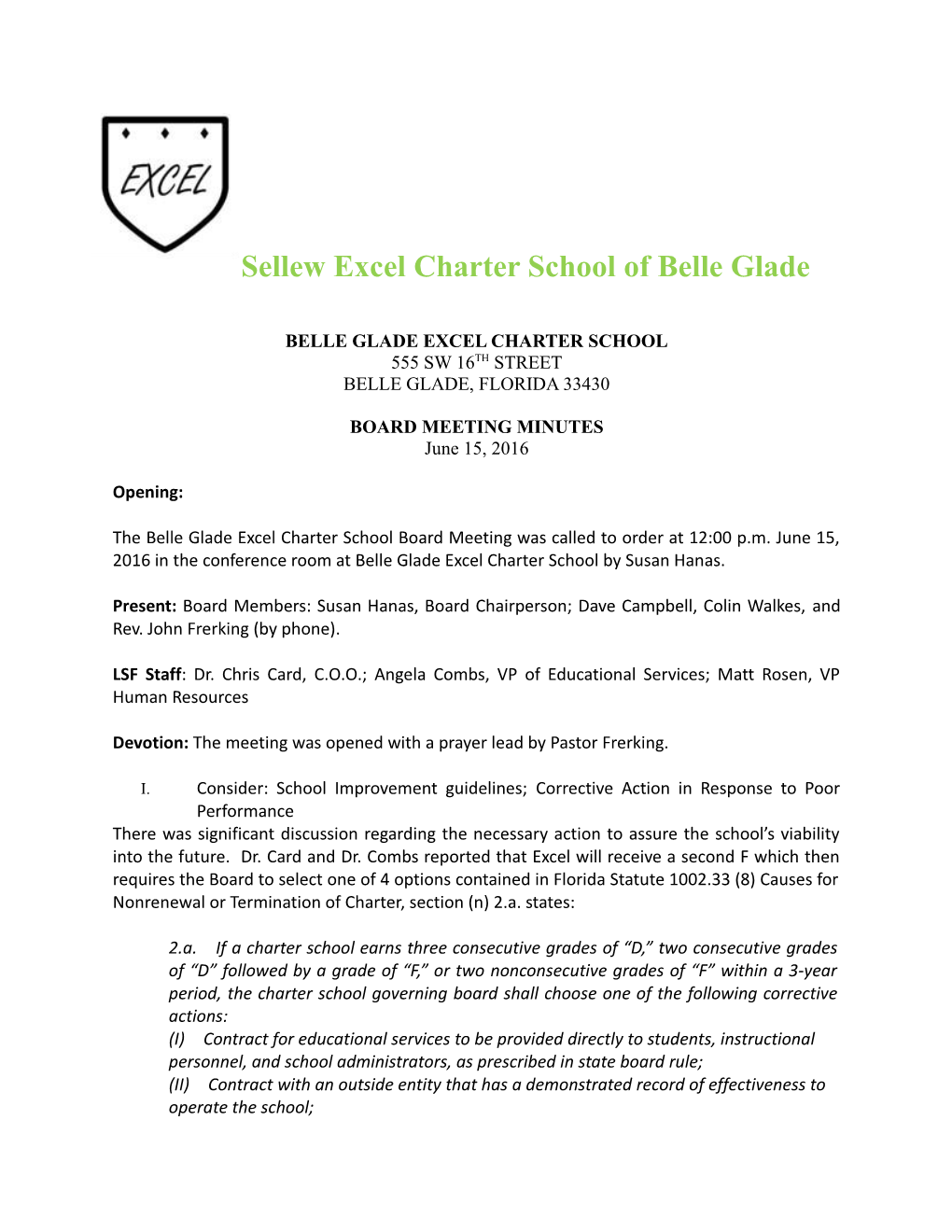 Belle Glade Excel Charter School