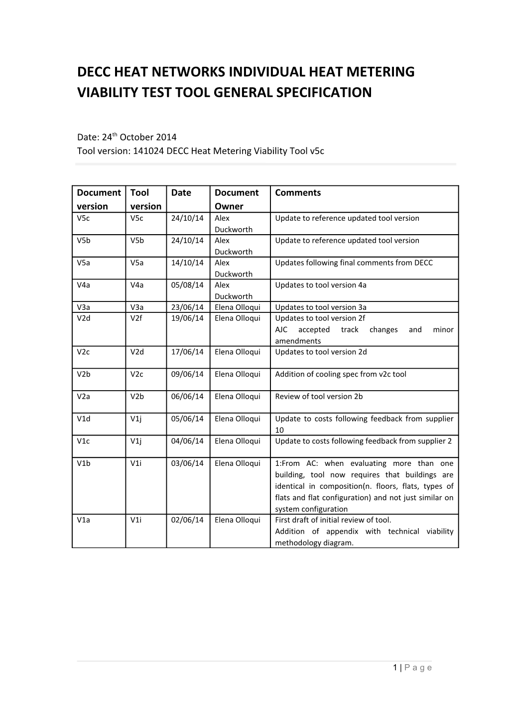 Viability Test Tool General Specification