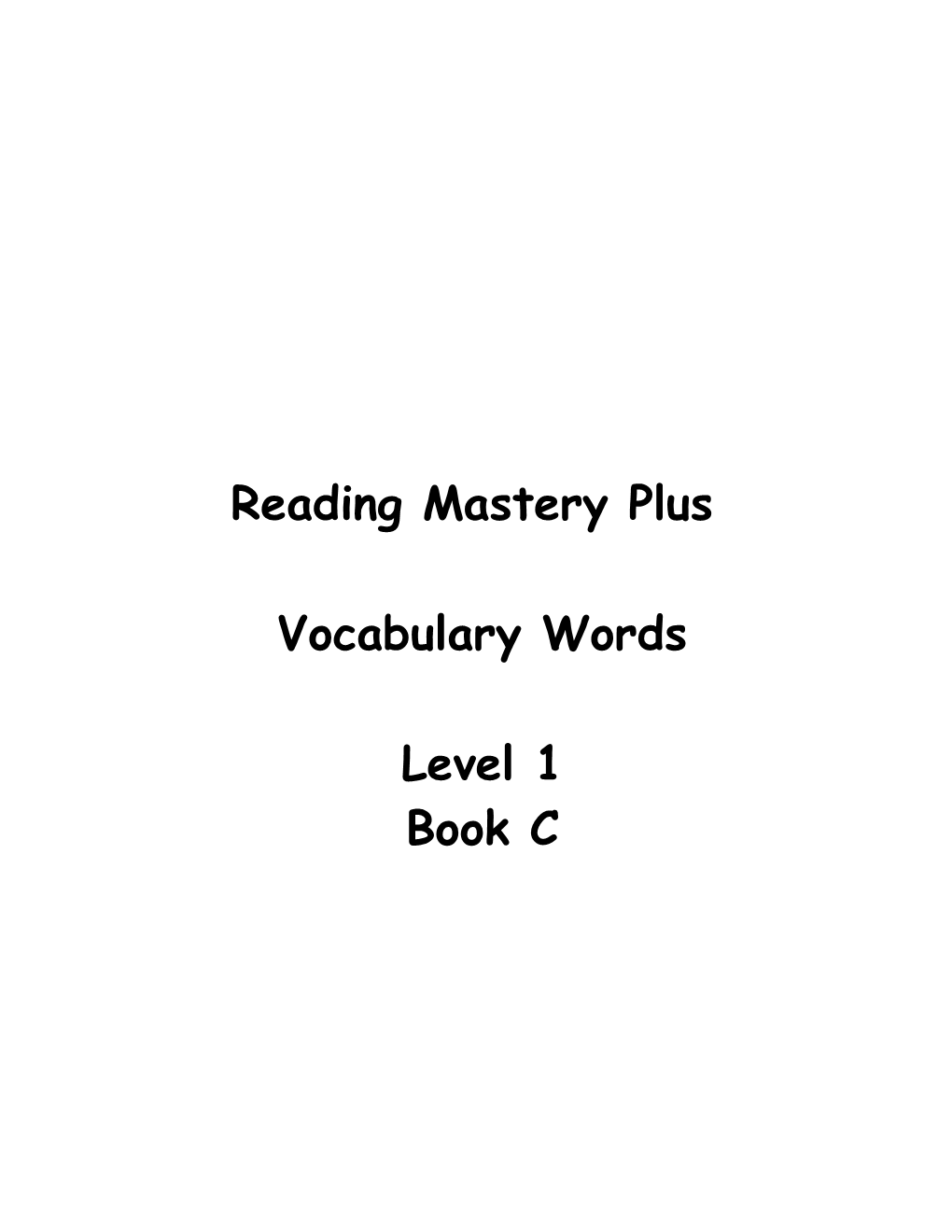 Reading Mastery Plus Level 1