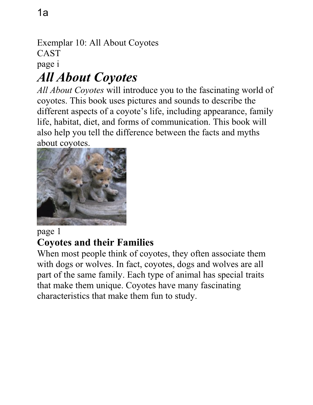 Exemplar 10: All About Coyotes
