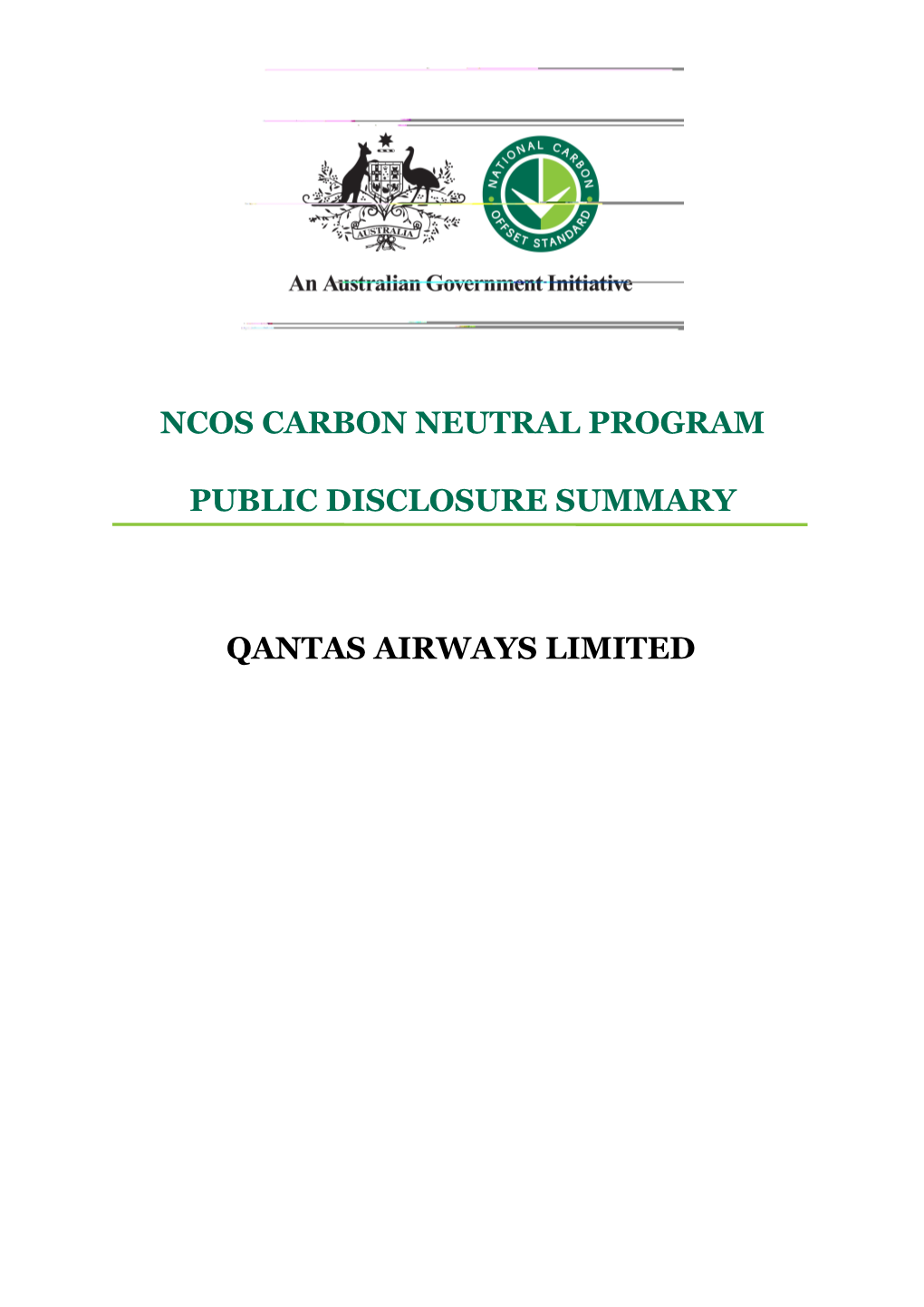 NCOS Carbon Neutral Program - Public Disclosure Summary - Qantas 2011-12
