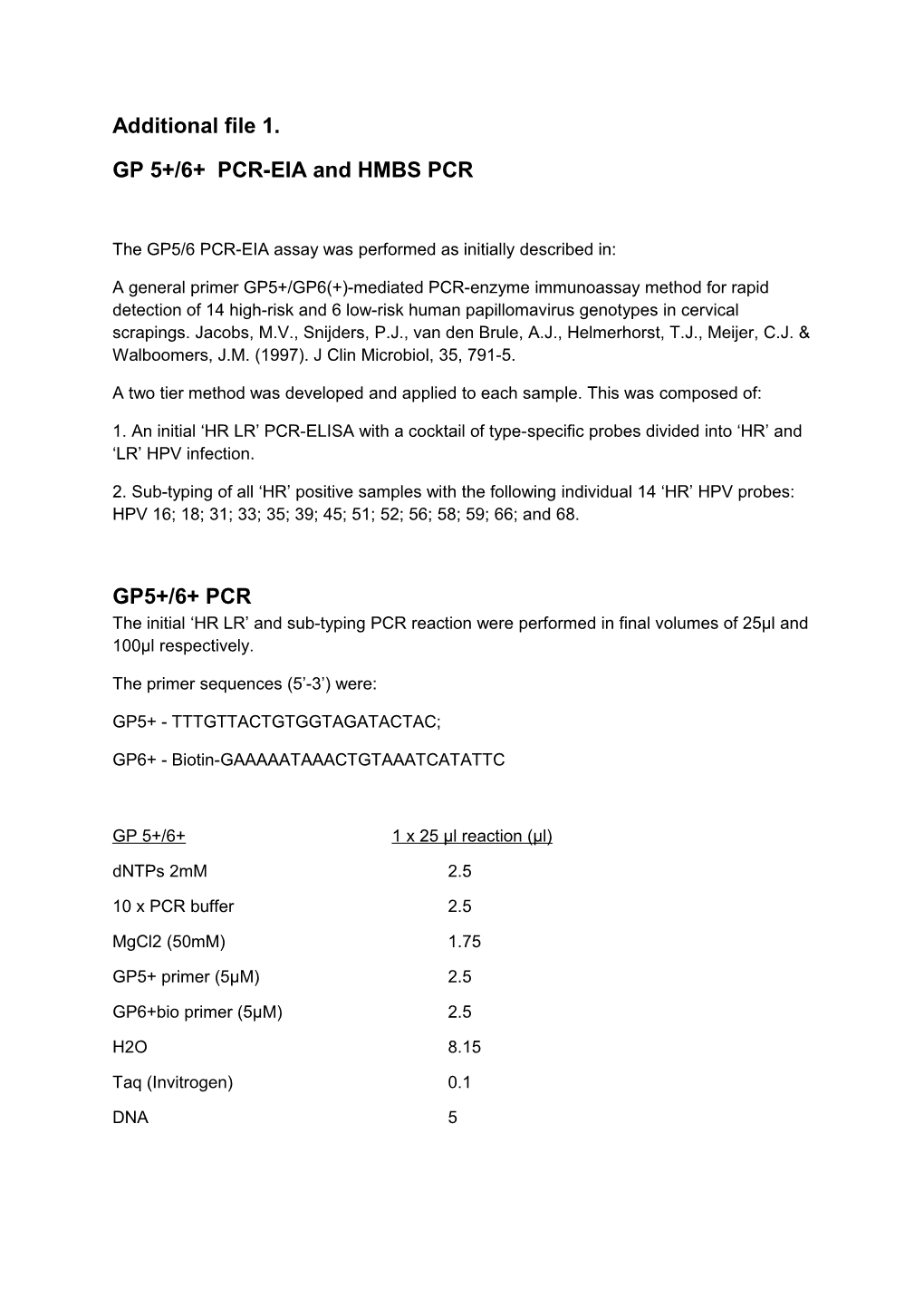 GP 5+/6+ PCR-EIA and HMBS PCR