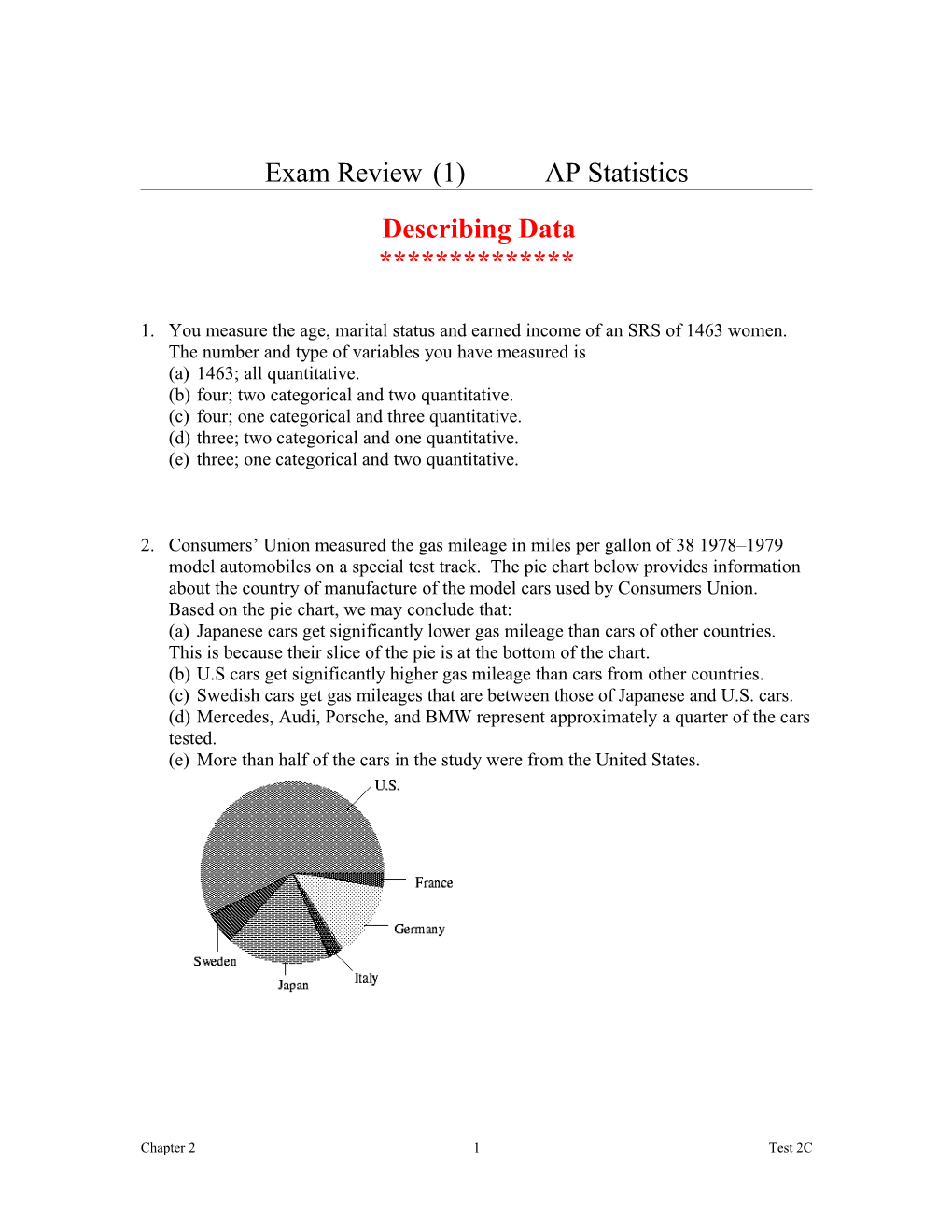 Exam Review(1)AP Statistics