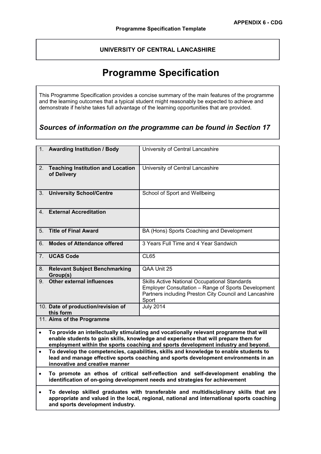 BA (Hons) Sports Coaching & Development (Sept 2014)