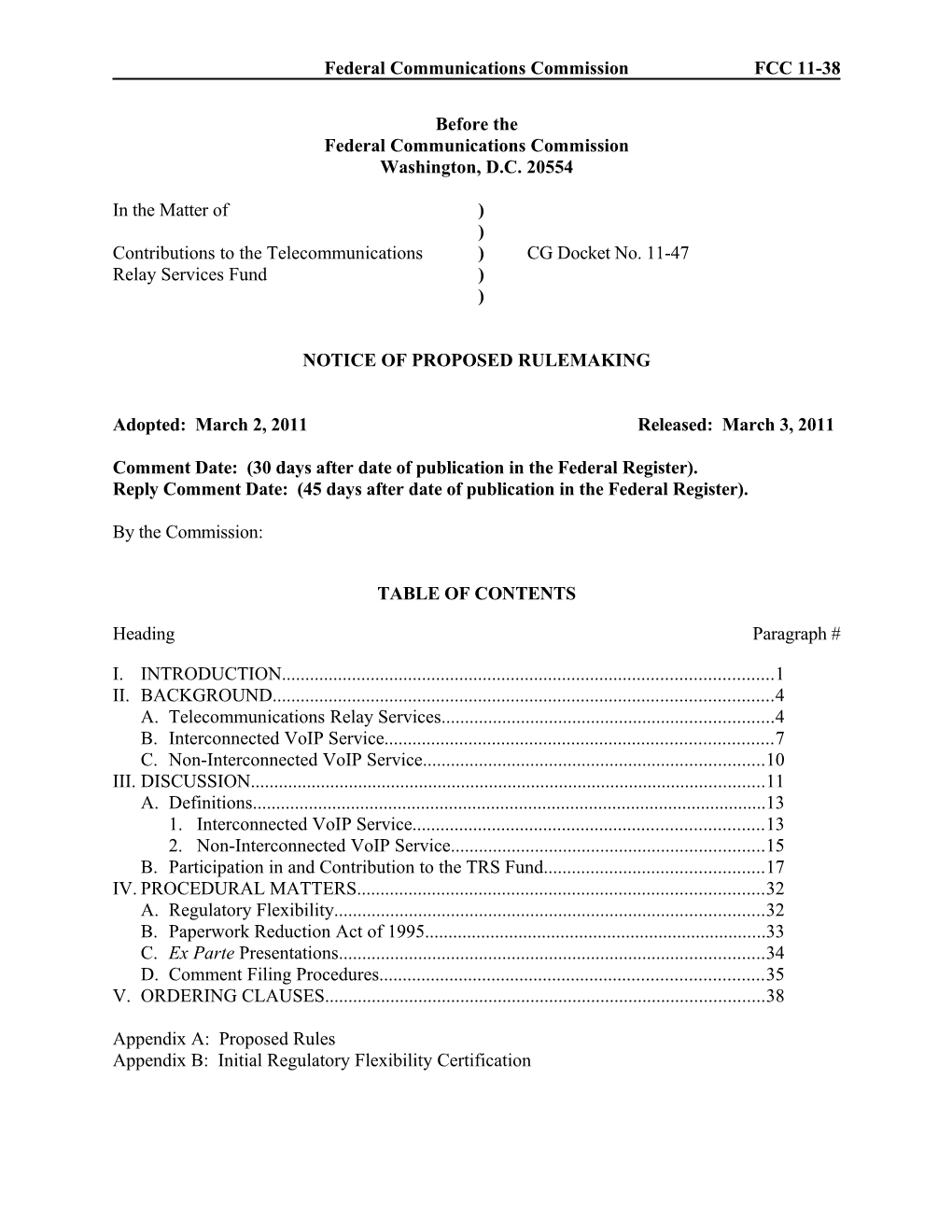 Federal Communications Commissionfcc 11-38