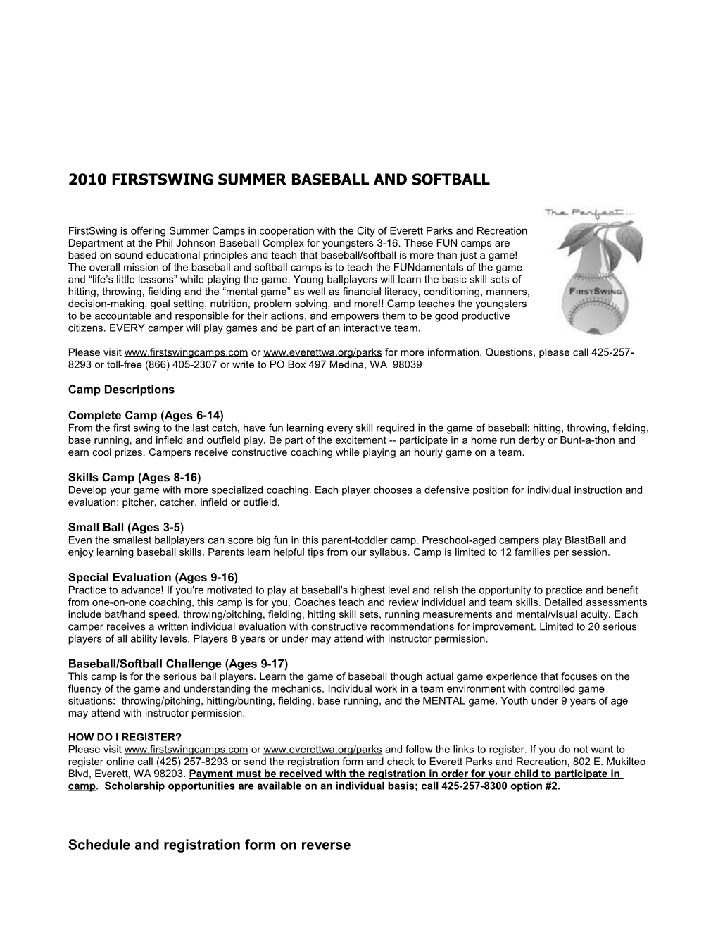 2005 Firstswing Summer Camps: Baseball and Softball