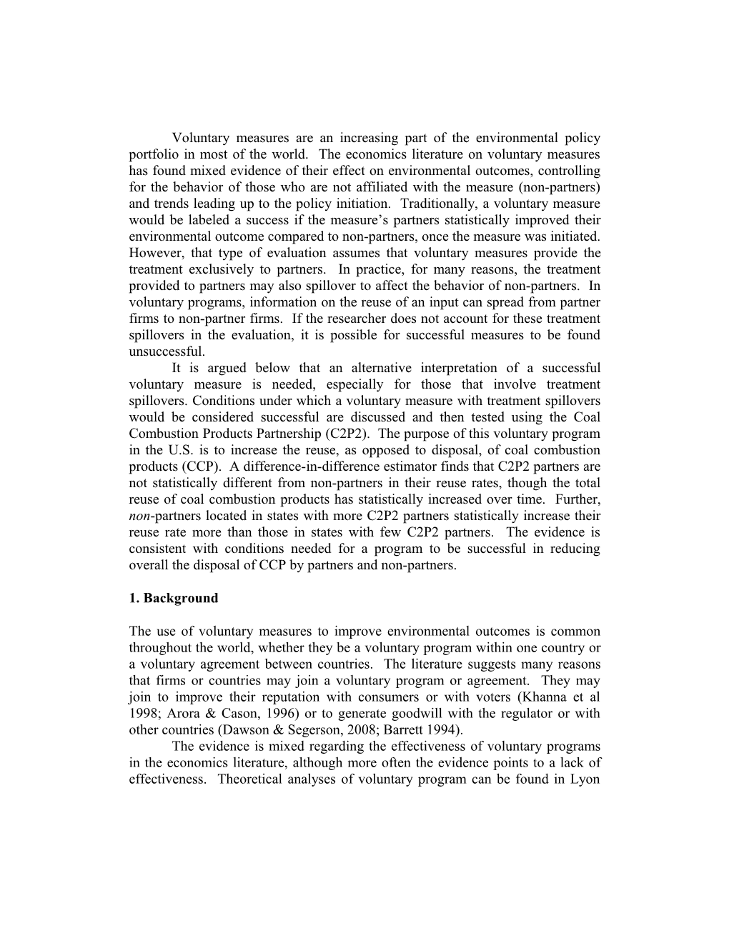 Evaluating Market-Making Voluntary Programs: the Case of Coal Combustion Products Partnership