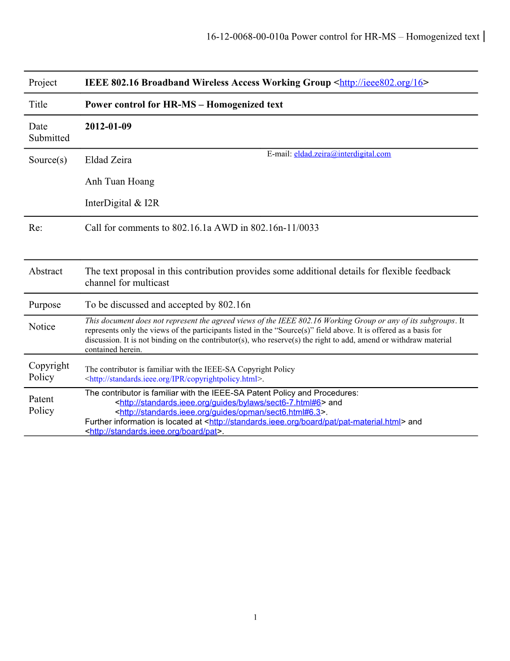 Power Control for HR-MS Homogenized Text