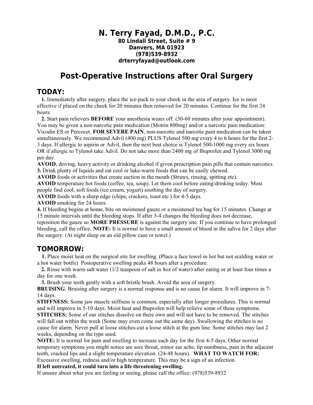 Post-Operative Instructions After Oral Surgery
