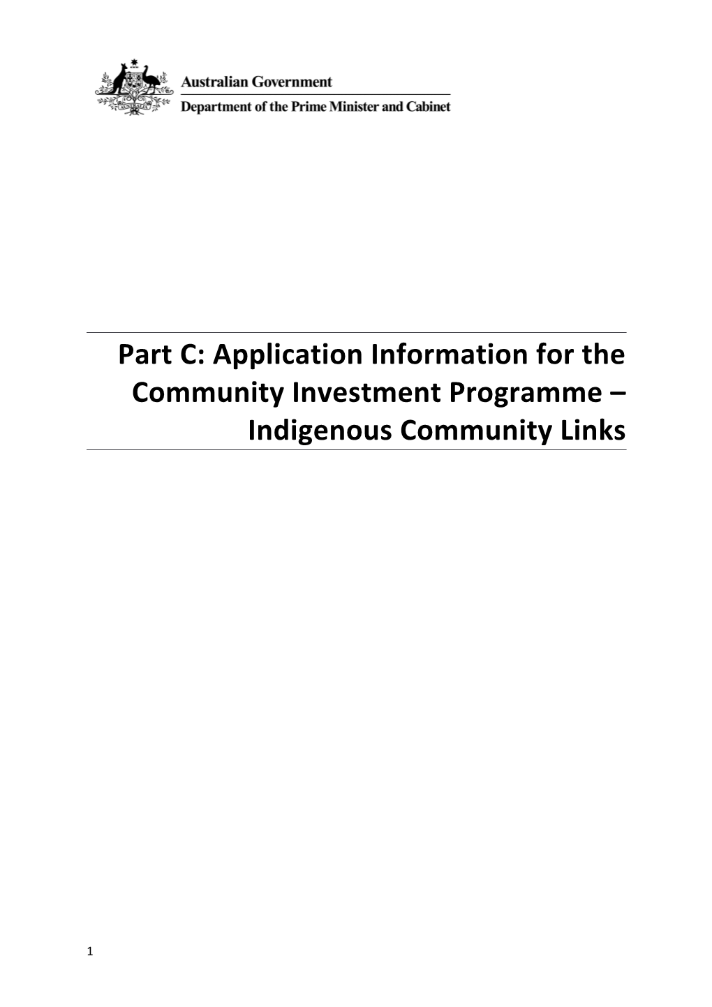 Part C: Application Information for the Community Investment Programme Indigenous Community