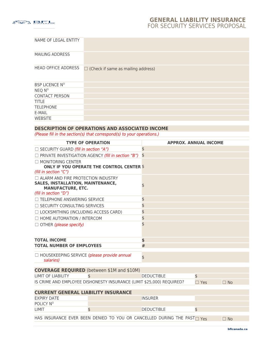 Cover Note Declaration Page