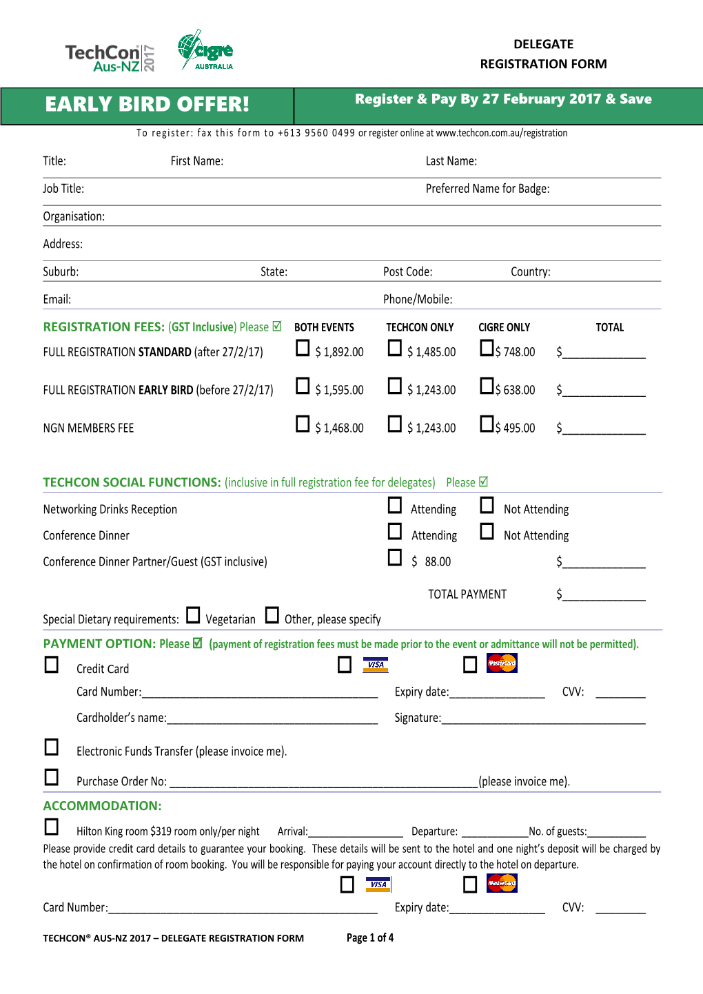 To Register: Fax This Form to +613 9560 0499 Or Register Online At