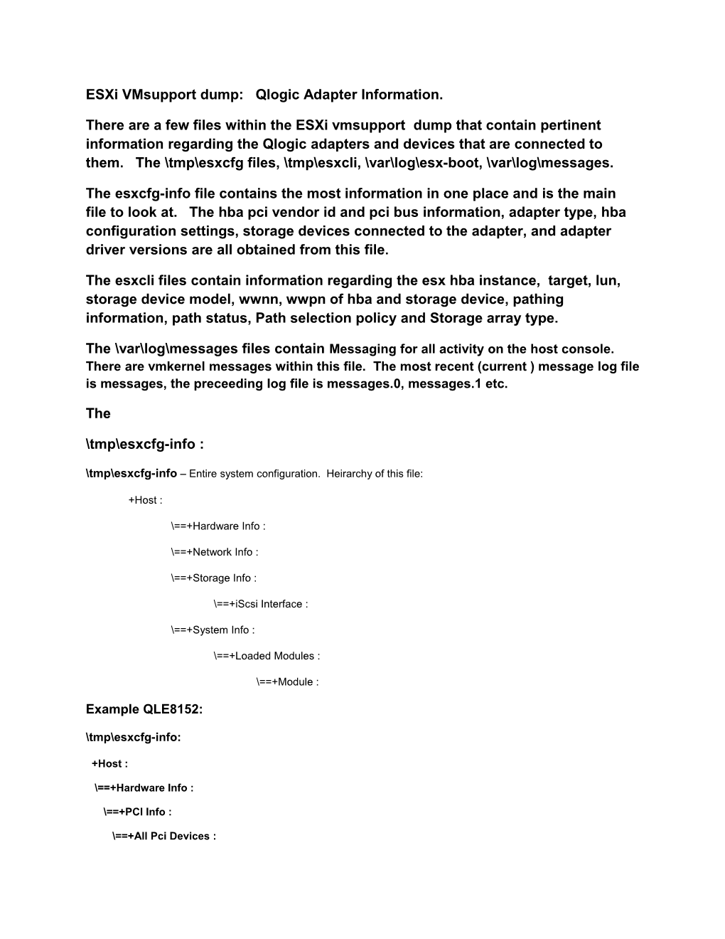 Esxi Vmsupport Dump: Qlogic Adapter Information