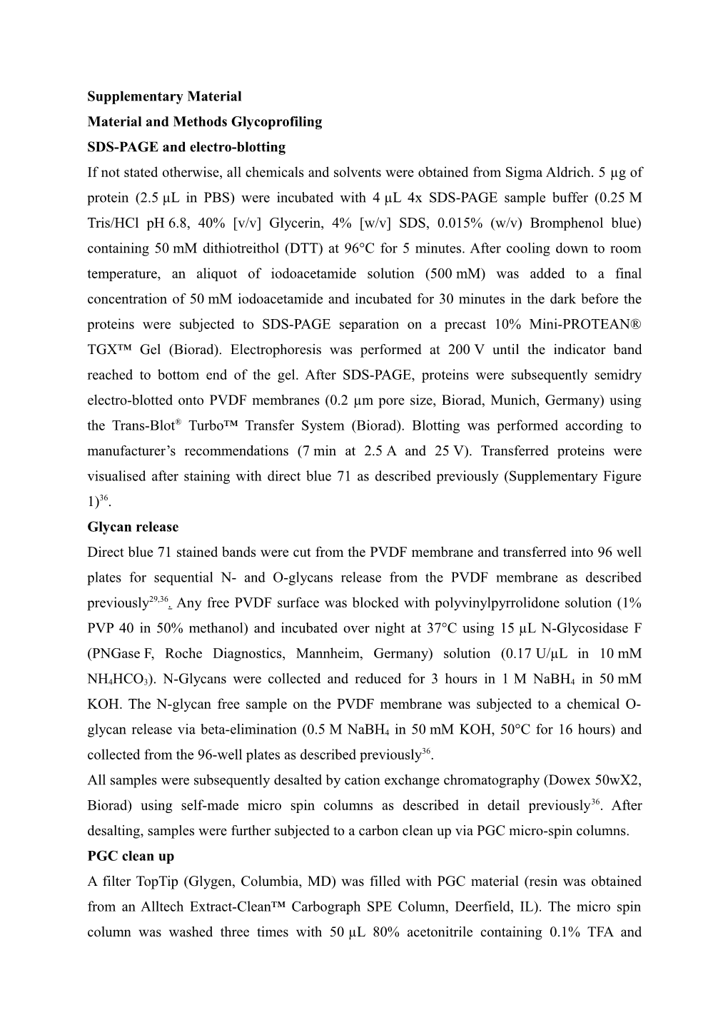 Material and Methods Glycoprofiling