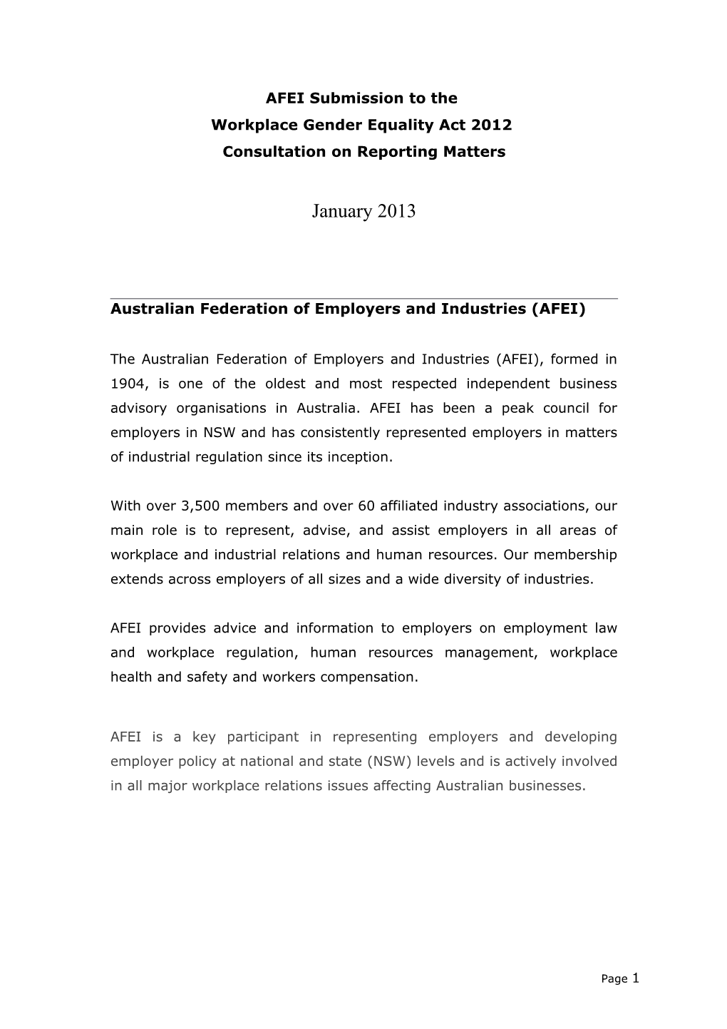 Australian Federation of Employers and Industries (AFEI)