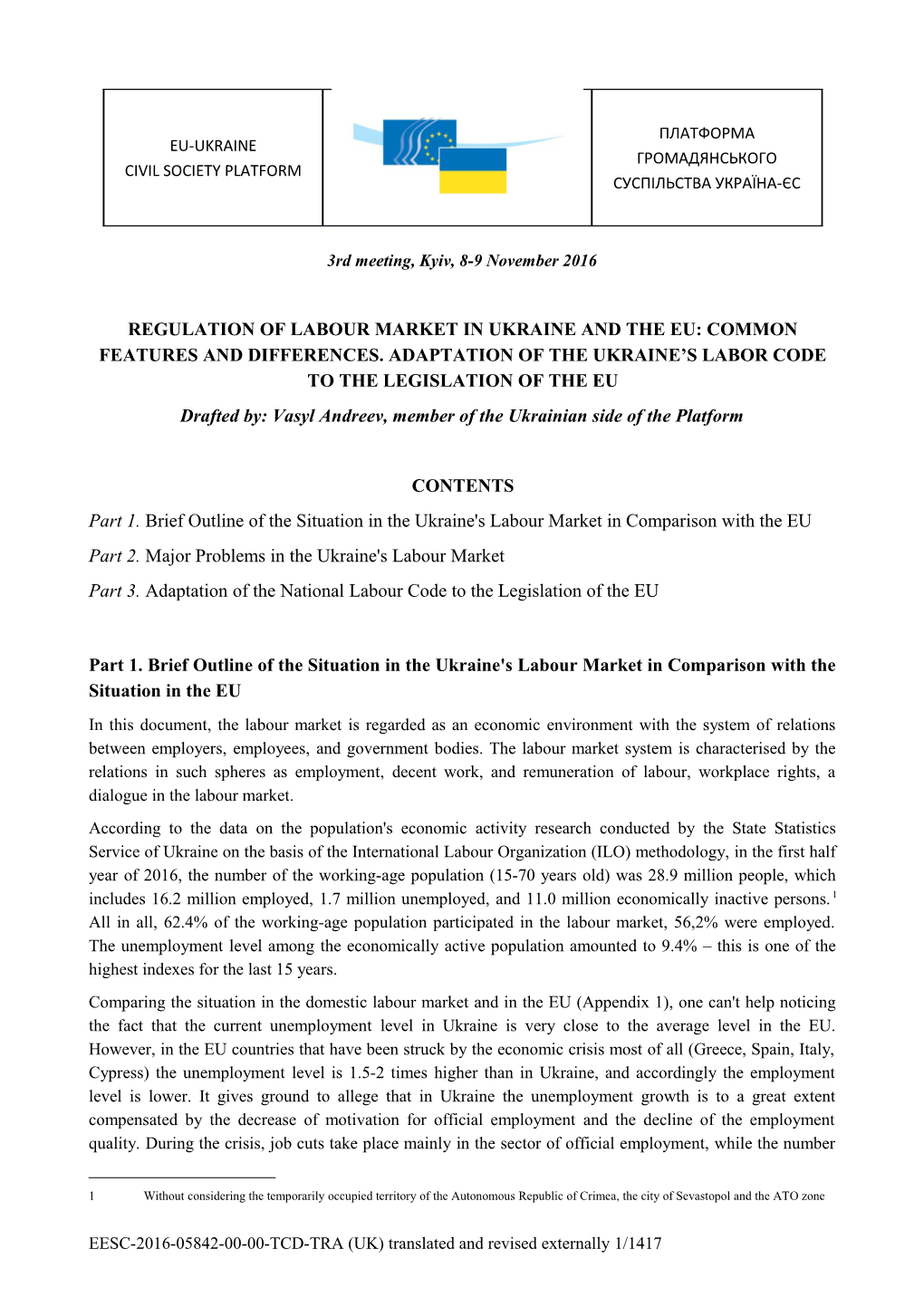 Labour Market Regulation in the EU and Ukraine