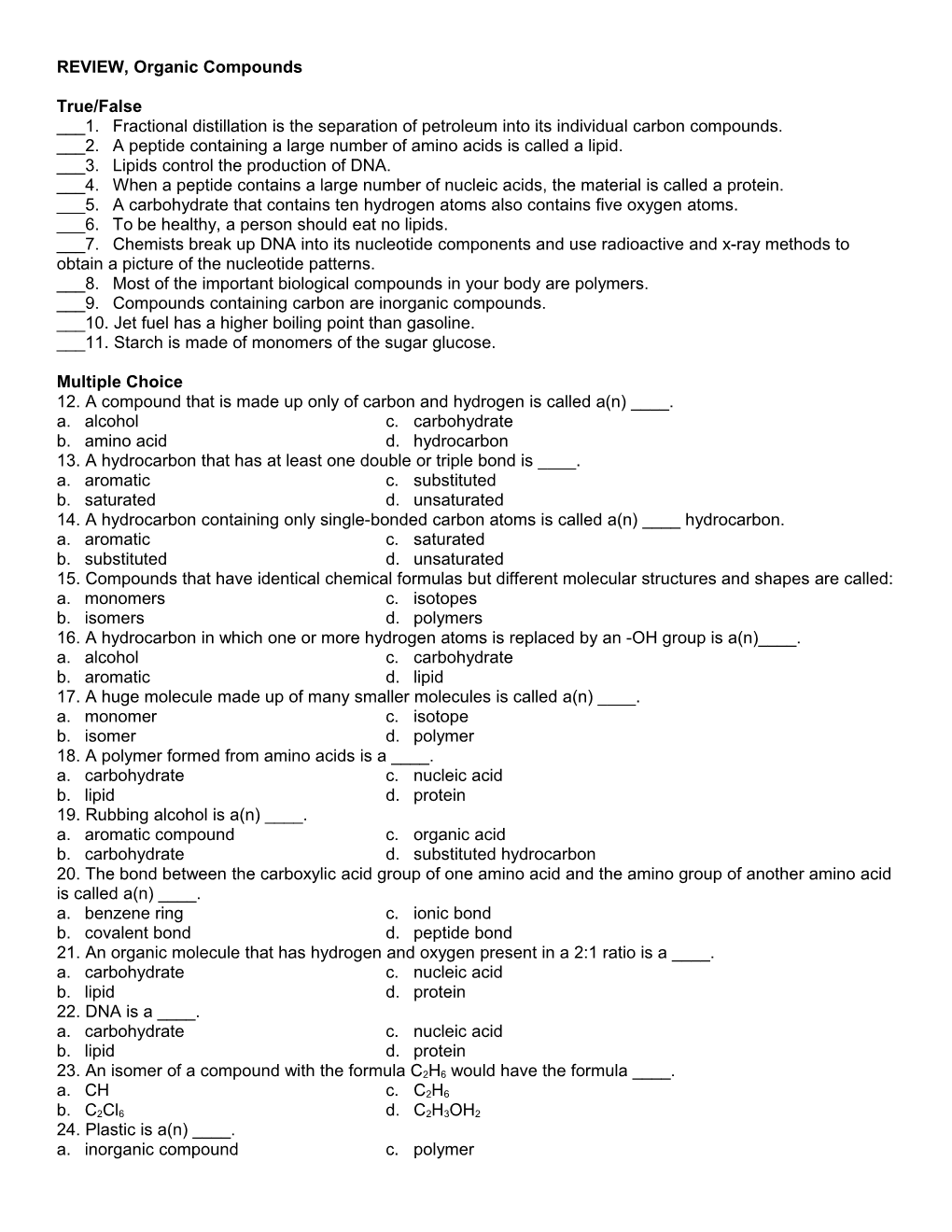 REVIEW, Organic Compounds