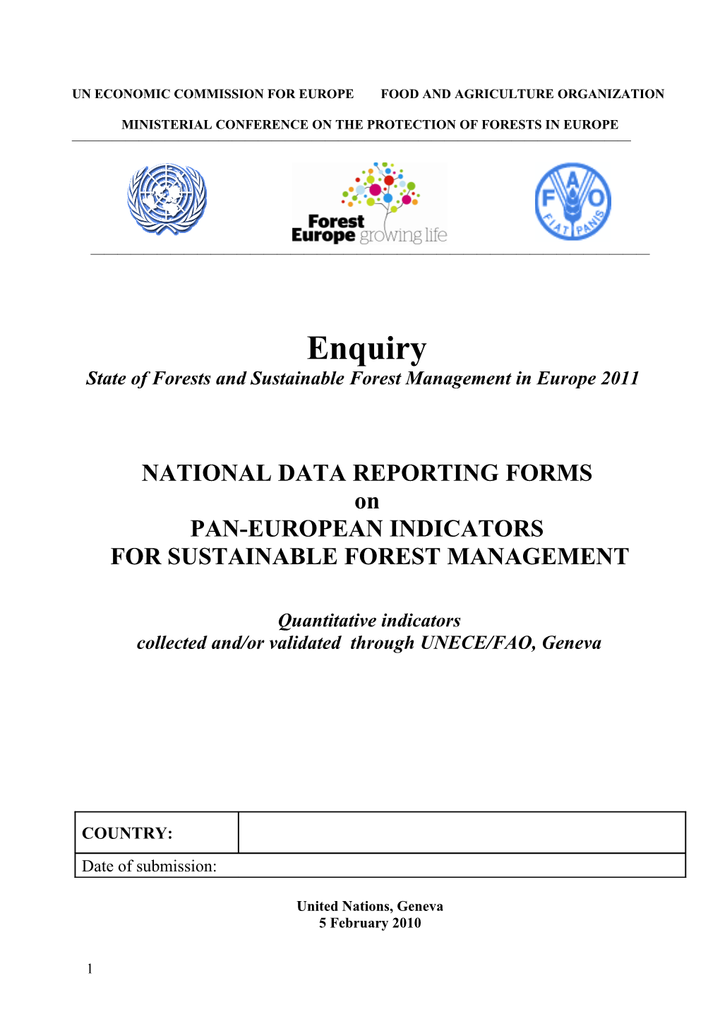 2 Specifications of National Reporting Tables