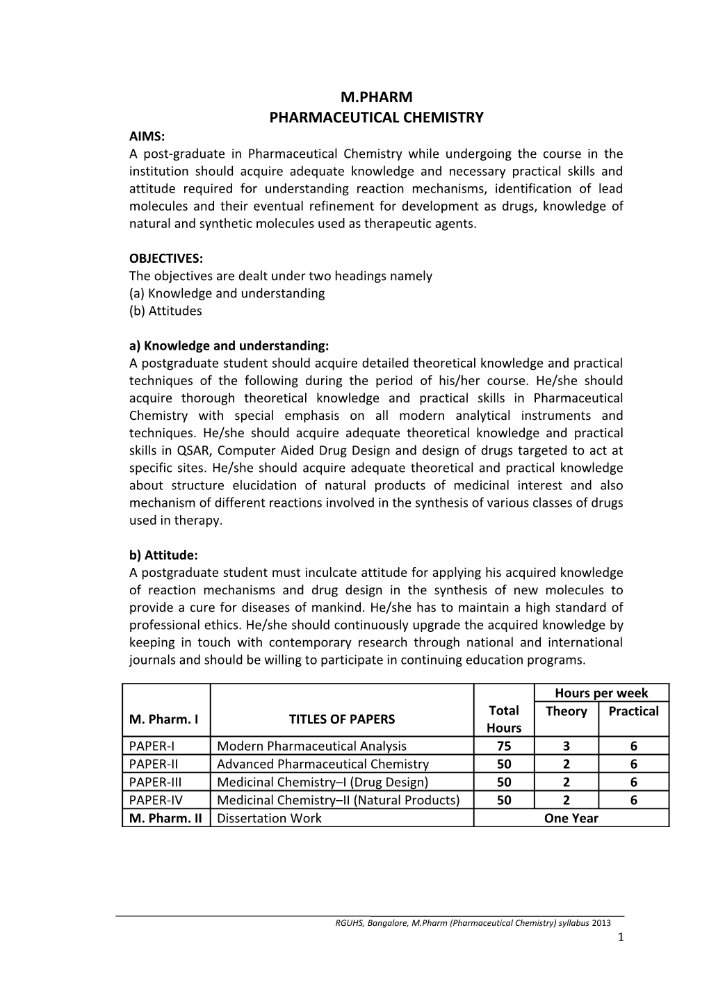 Pharmaceutical Chemistry