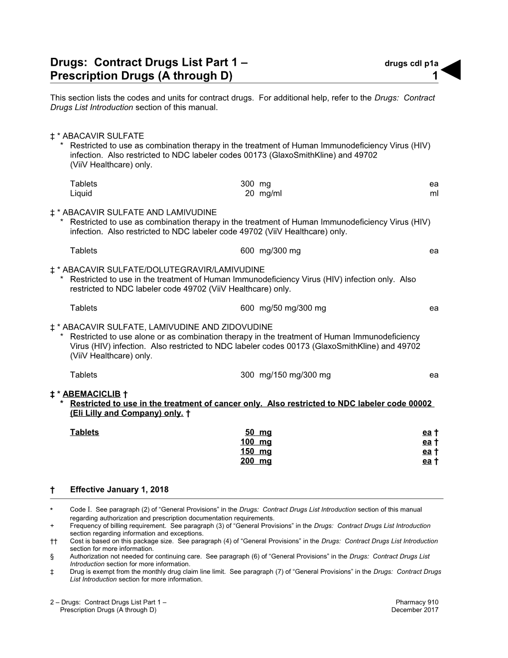 Drugs: Contract Drugs List Part 1 Prescription Drugs (A Through D) (Drugs Cdl P1a)