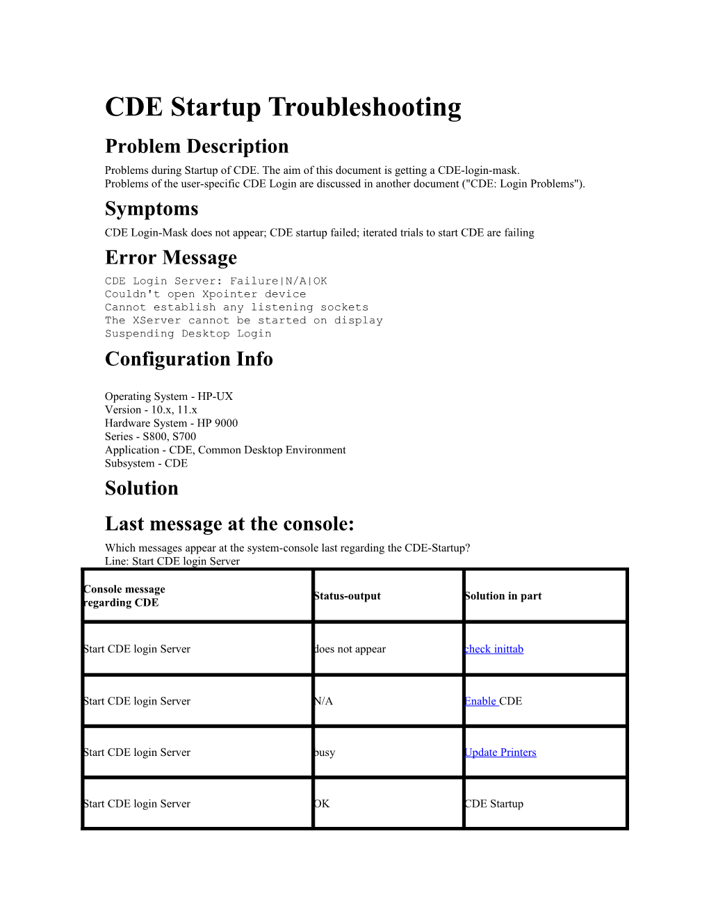 CDE Startup Troubleshooting