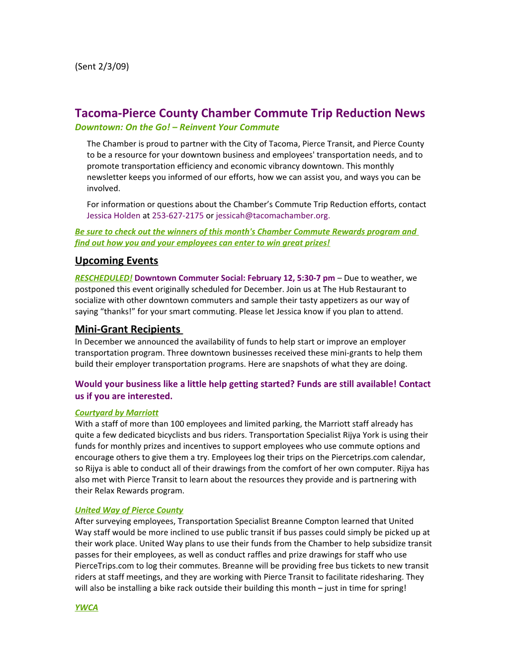 Tacoma-Piercecounty Chamber Commute Trip Reduction News