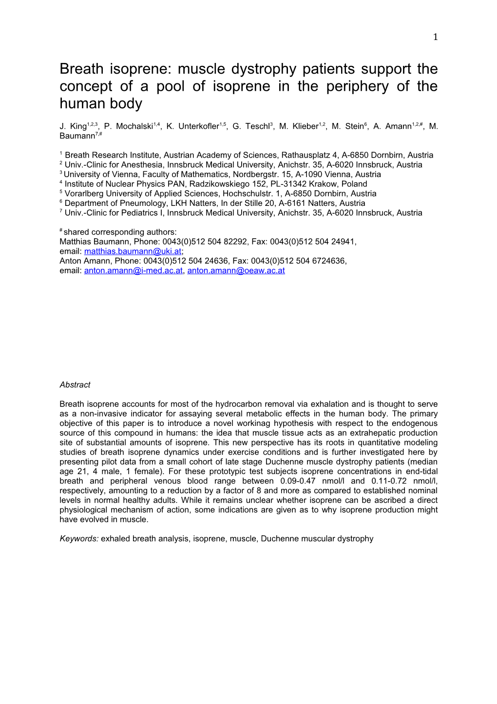 A Novel Perspective on Breath Isoprene in Humans