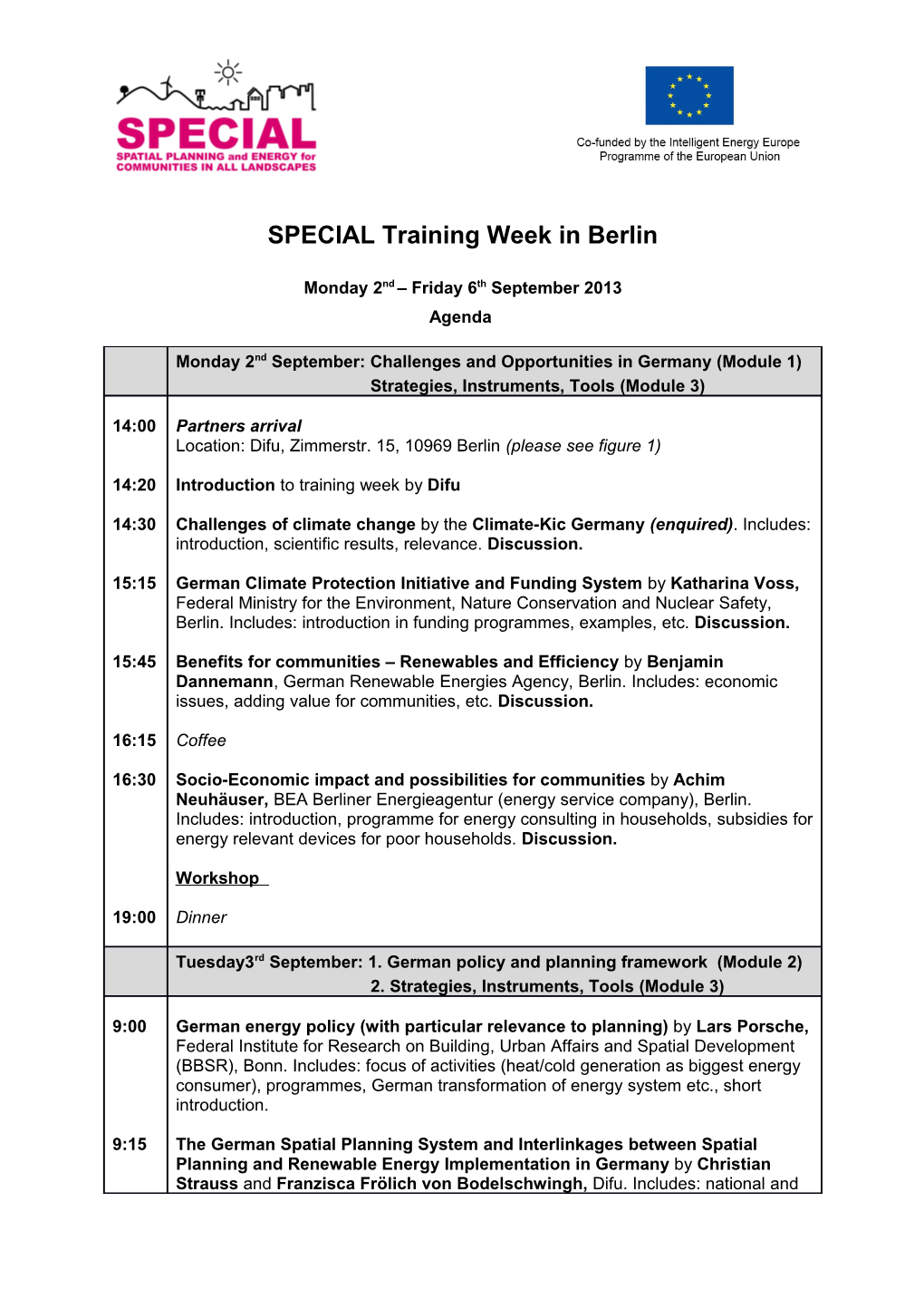 SPECIAL Training Week in Berlin