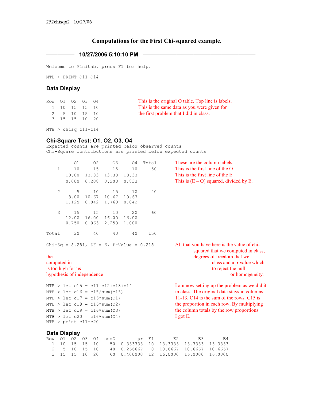 Computations for the First Chi-Squared Example