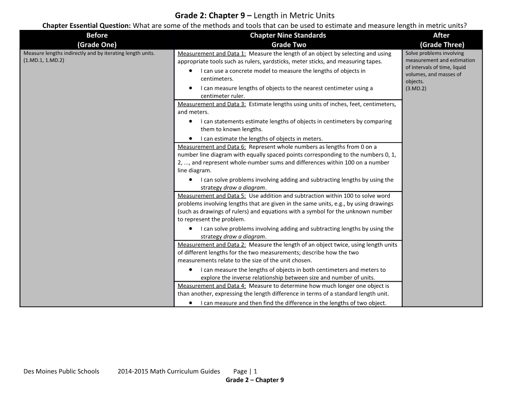 Grade 2: Chapter 9 Length in Metric Units