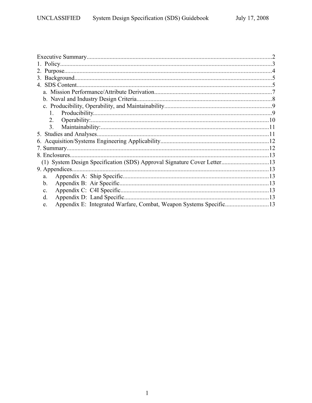 System Design Specification (SDS) Guidebook (Final - July 2008)
