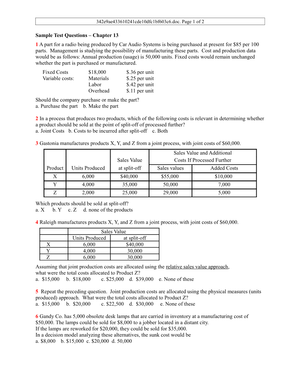 M11-Chp-13-3-Sample Test Questions. Page 1 of 1